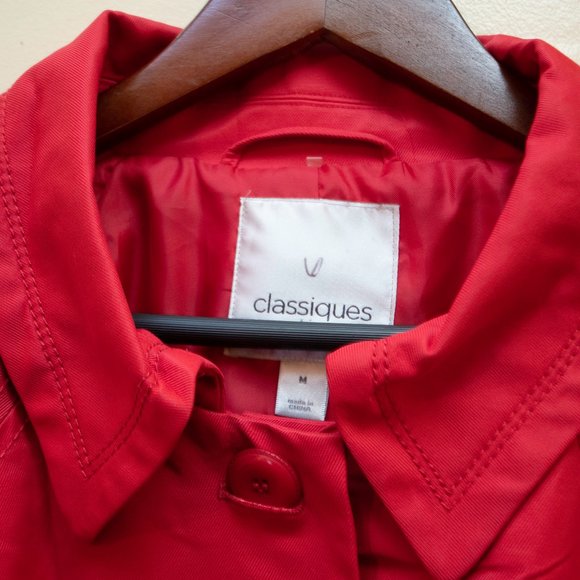 Designer Classique Vintage Classic Red Trench Coat, 70's Vintage Trench Coat NWT - Picture 6 of 16